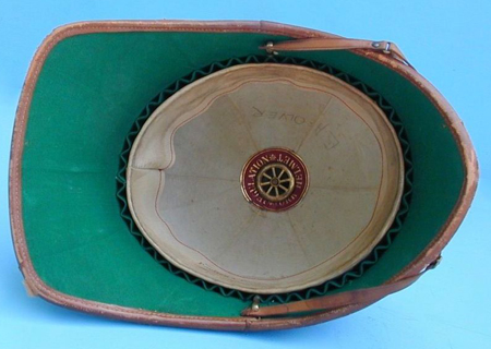 Another interior shot of an officer’s helmet without the addition of silk to the top of the headband. (Courtesy of Clive M. Law)