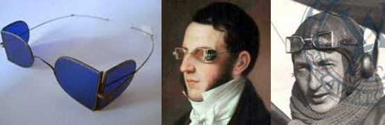 Figure 3. They were probably a logical development of the nineteenth centenary ‘railway glasses’. Designed to protect the eyes from smoke, ash and cinders in open carriages. Similar types were worn by artillerymen in the Crimean and American Civil War. At right is an early WWI mask-less pair of split-lens goggles/spectacles
